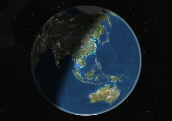Globe Centered on Asia and Oceania
